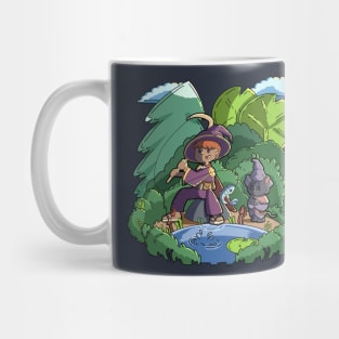 fishing day, magician fishing with his magical cat. Mug